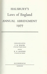 Halsbury's Laws of England - Annual Abridgment 1977