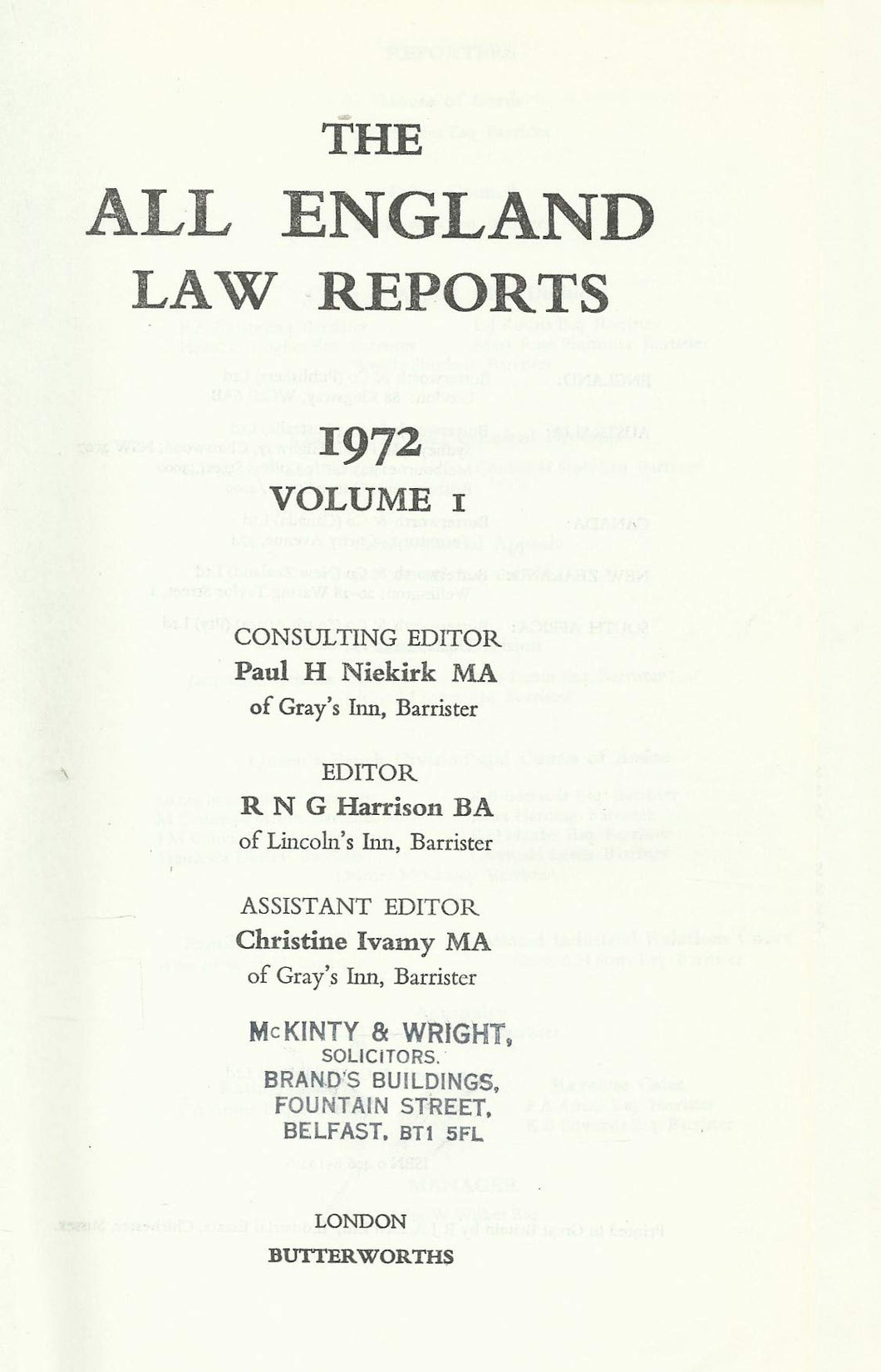 The All England Law Reports 1972 Vol 1
