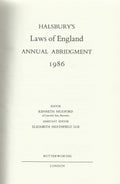 Halsbury's Laws of England Annual Abridgement 1986