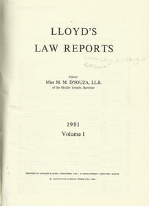 Lloyd's Law Reports - 1981, Volume 1