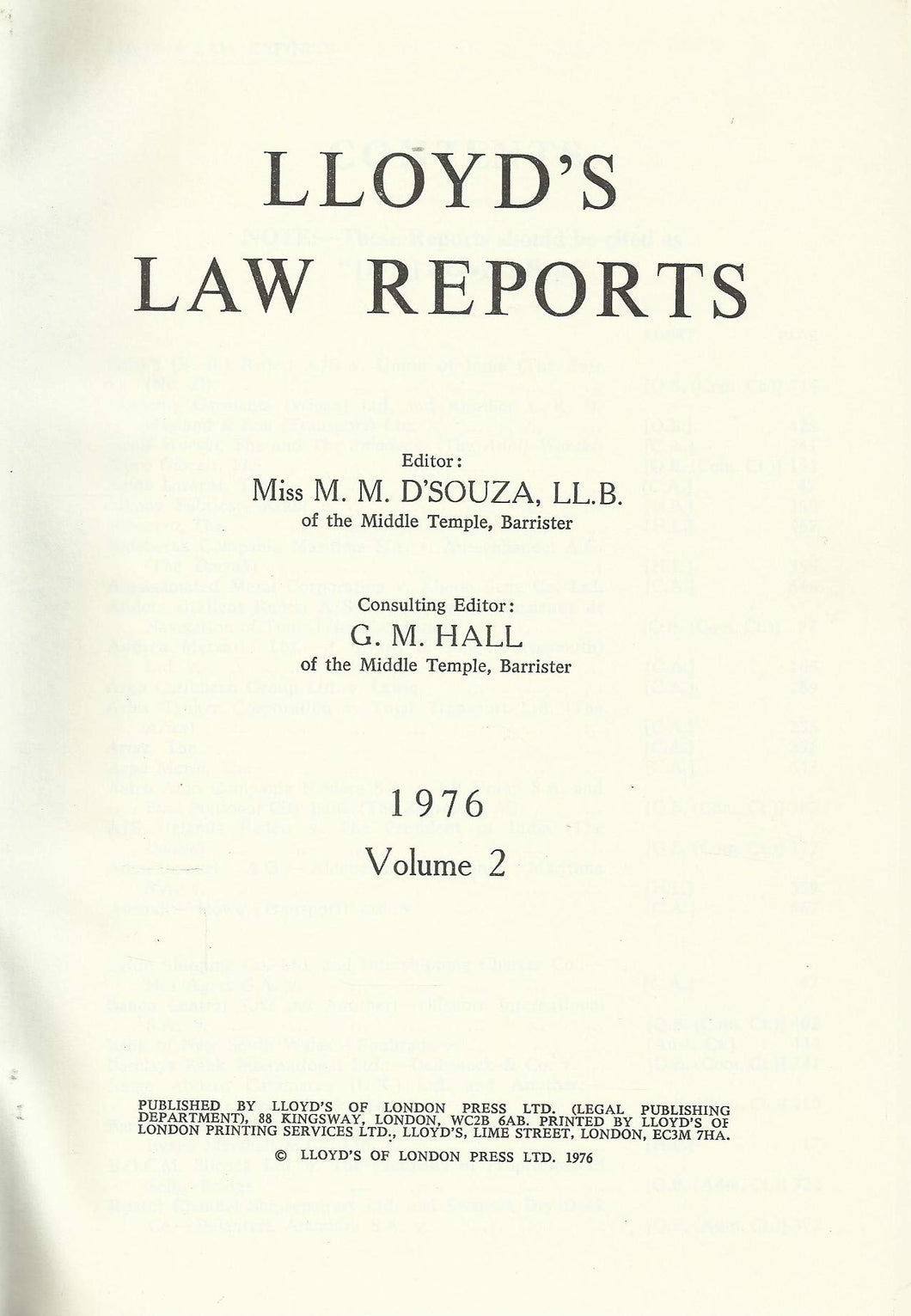 Lloyd's Law Reports - 1976, Volume 2