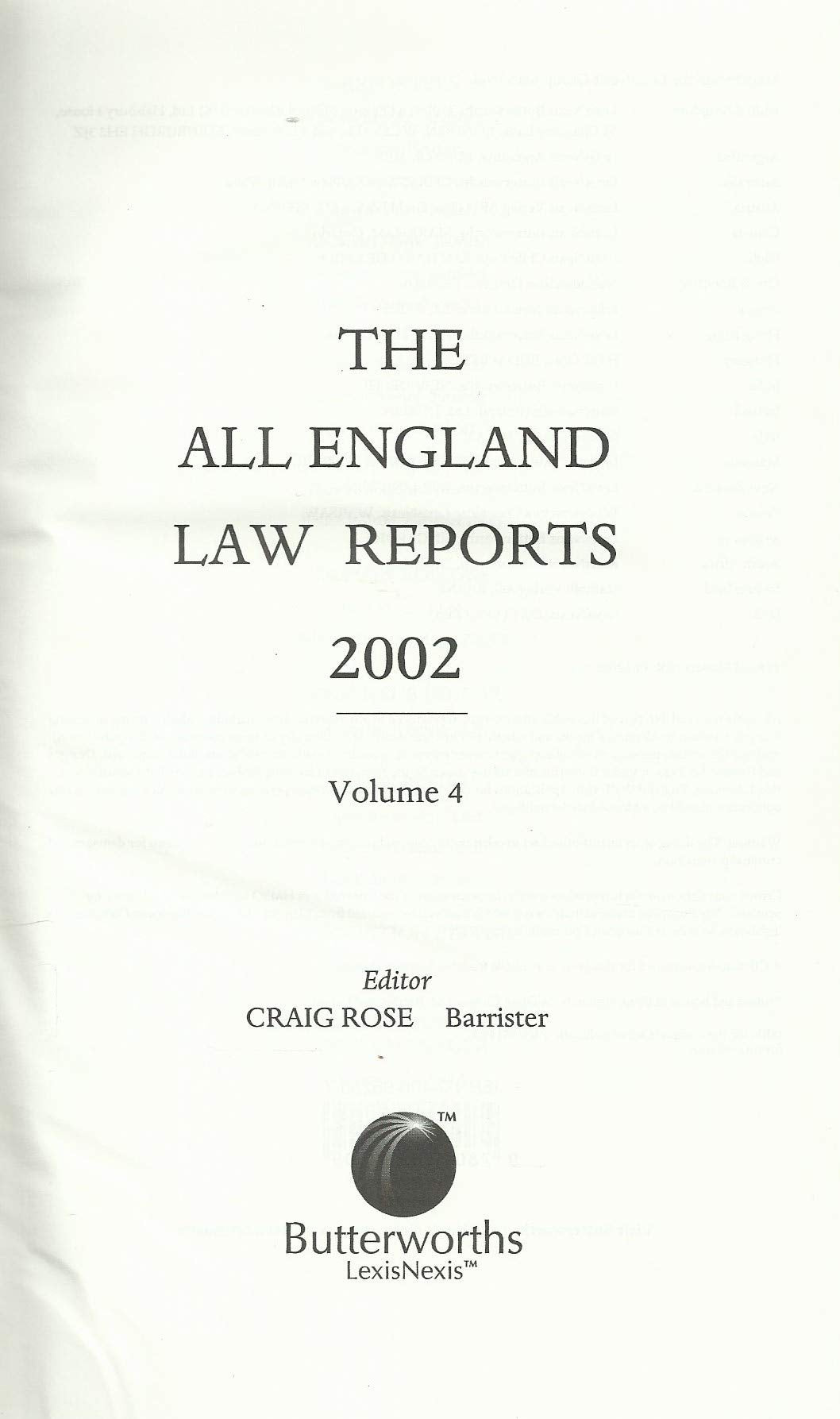 The All England Law Reports 2002, Volume 4