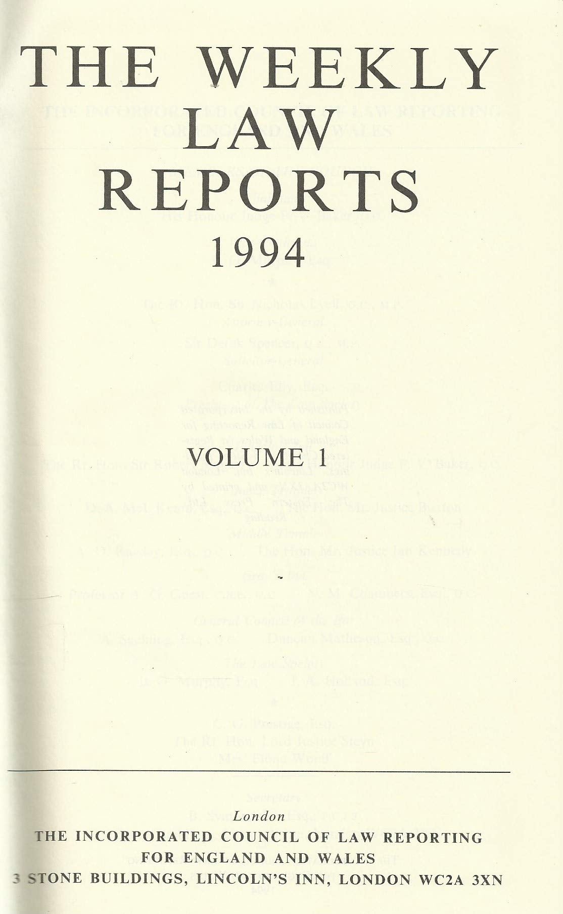Weekly Law Reports 1994 Vol 1
