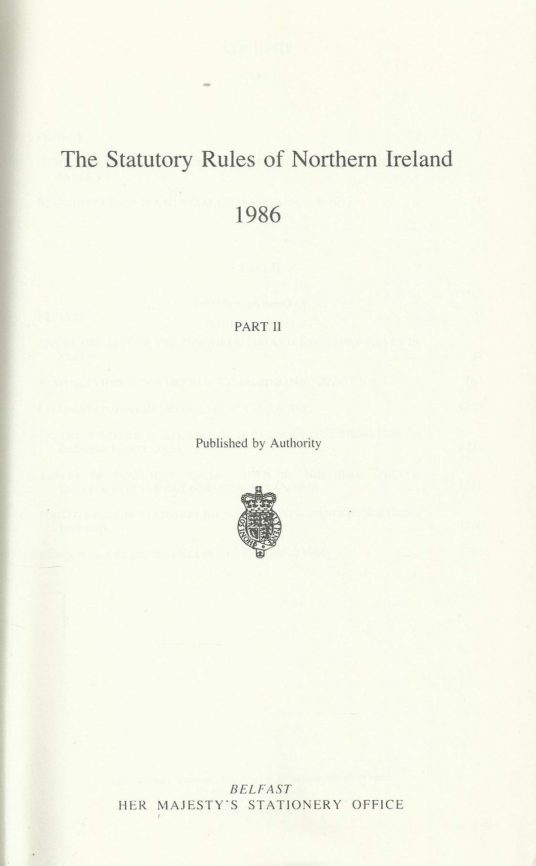 Northern Ireland Statutory Rules 1986