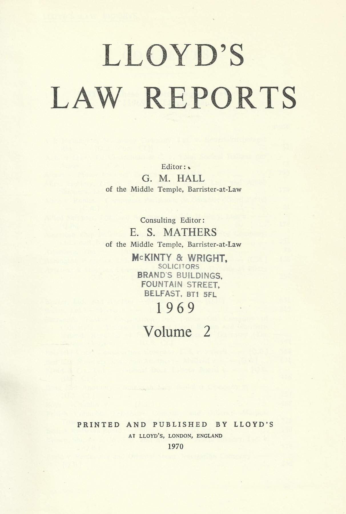 Lloyd's Law Reports - 1969, Volume 2