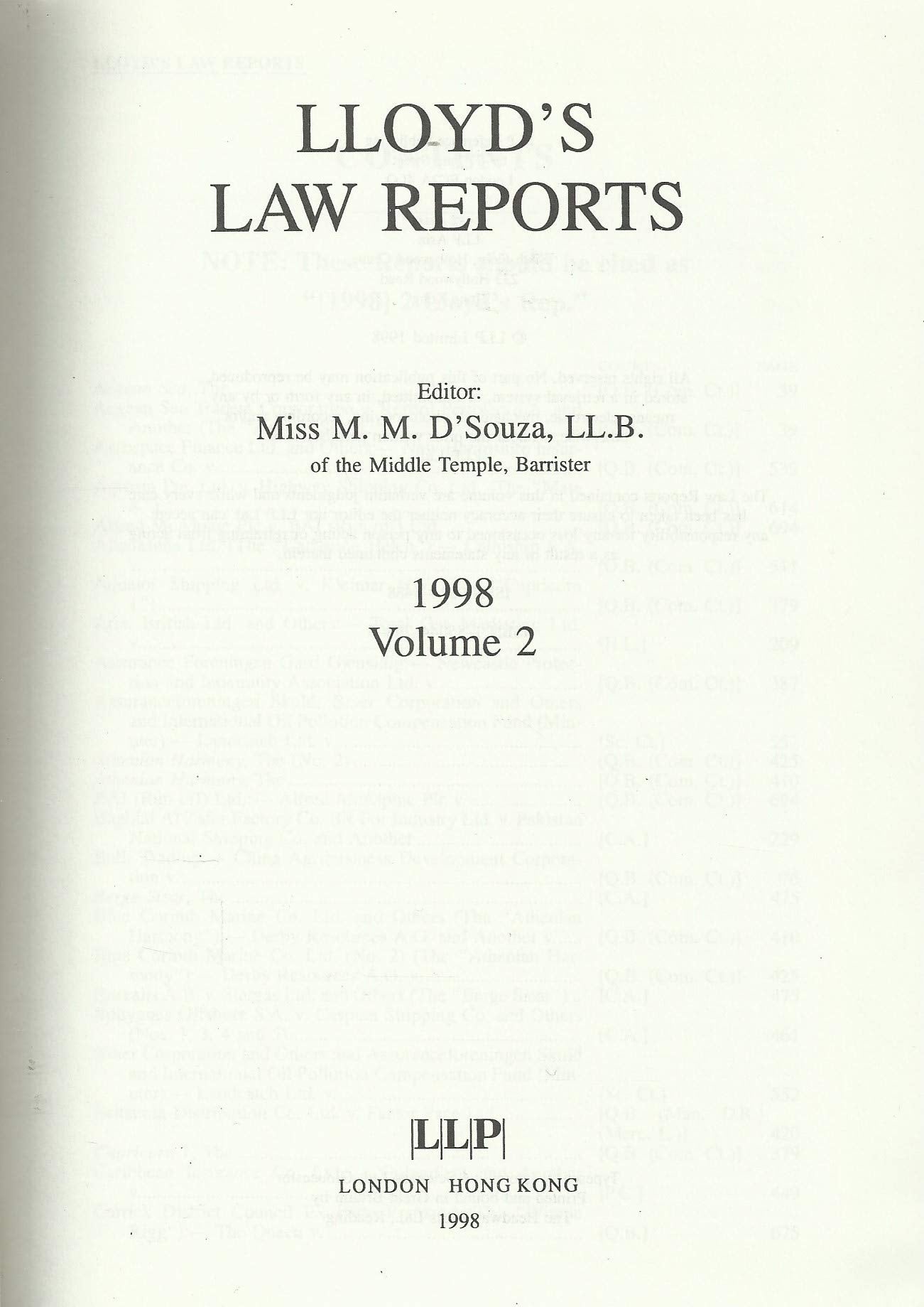 Lloyd's Law Reports - 1998, Volume 2
