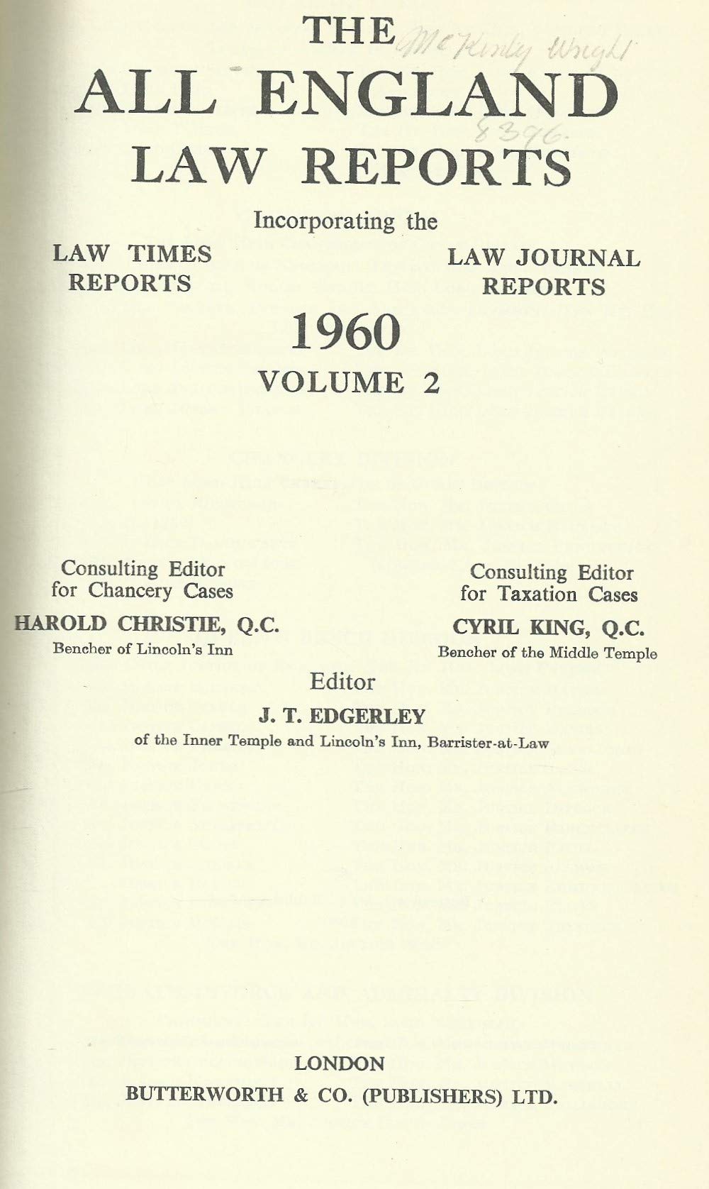 The All England Law Reports: 1960 Vol 2