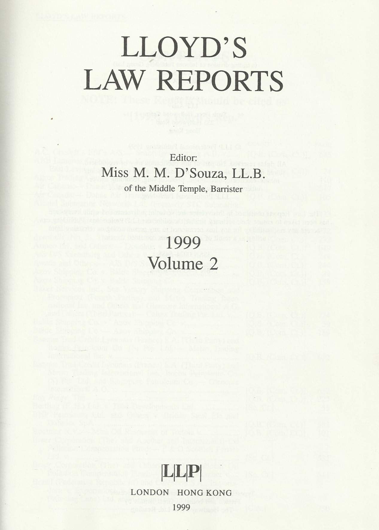 Lloyd's Law Reports - 1999, Volume 2