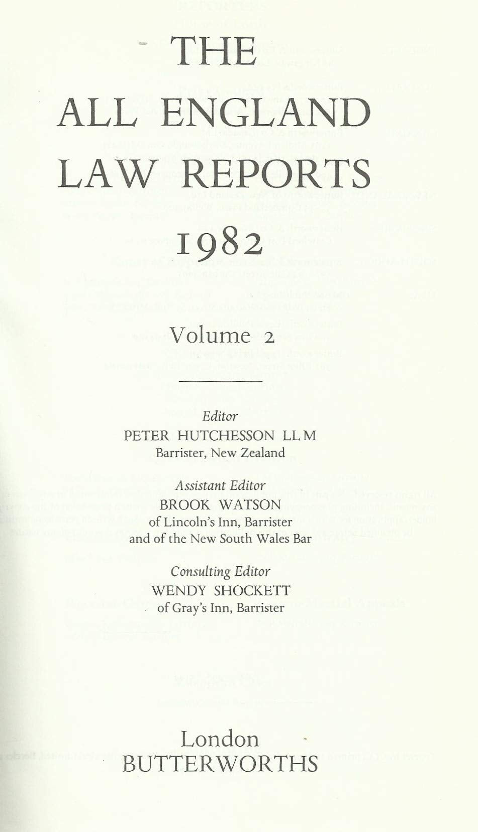 The All England Law Reports 1982 Volume 2