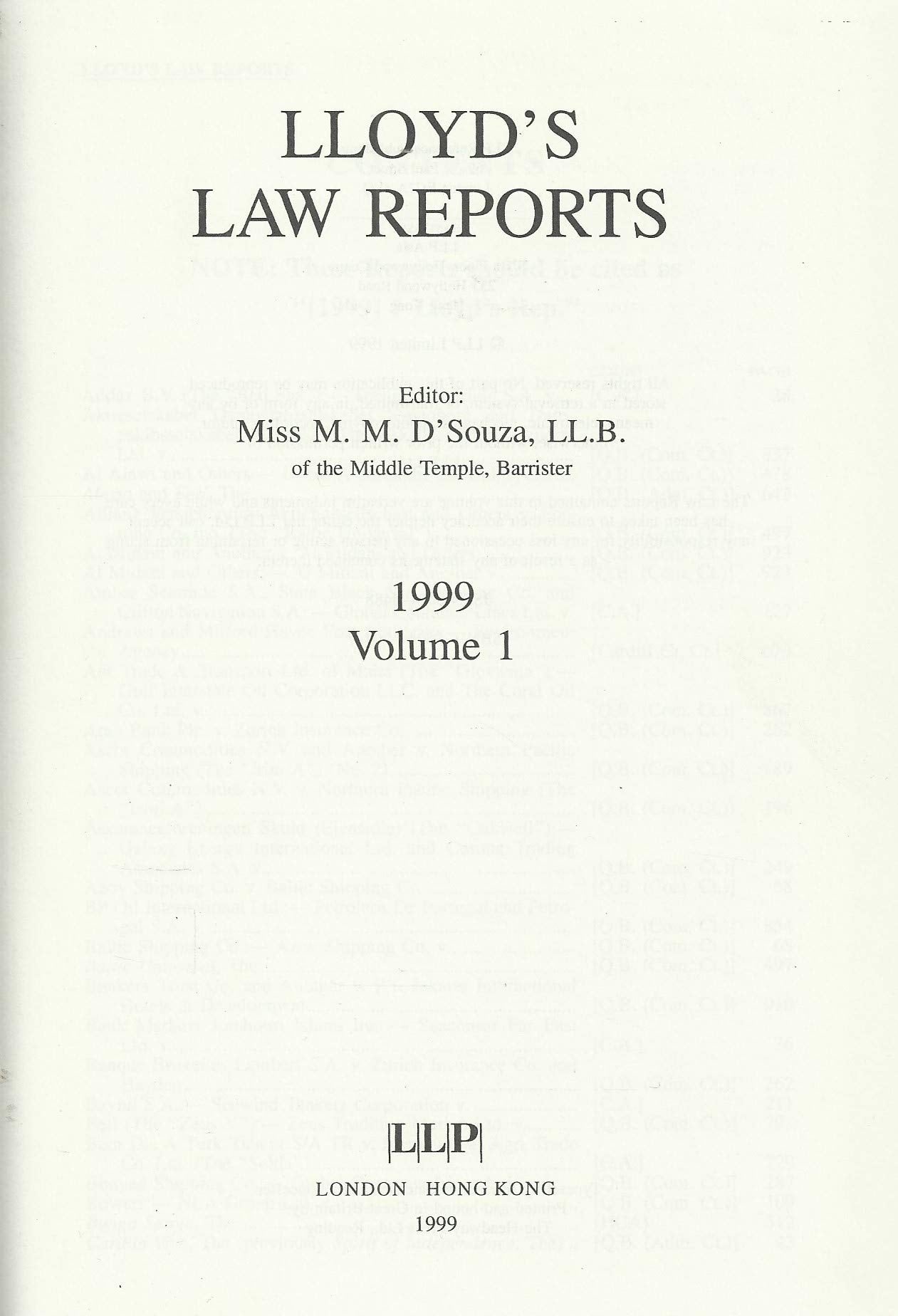 Lloyd's Law Reports - 1999, Volume 1