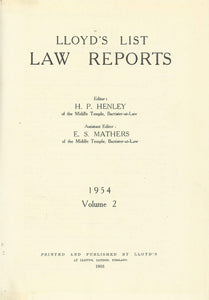 Lloyd's List Law Reports - 1954 Volume 2