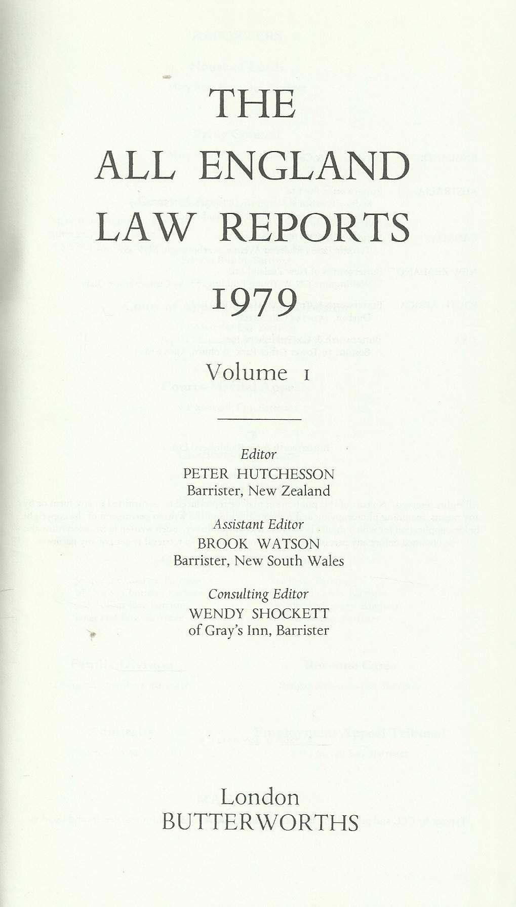 The All England Law Reports 1979 Vol 1