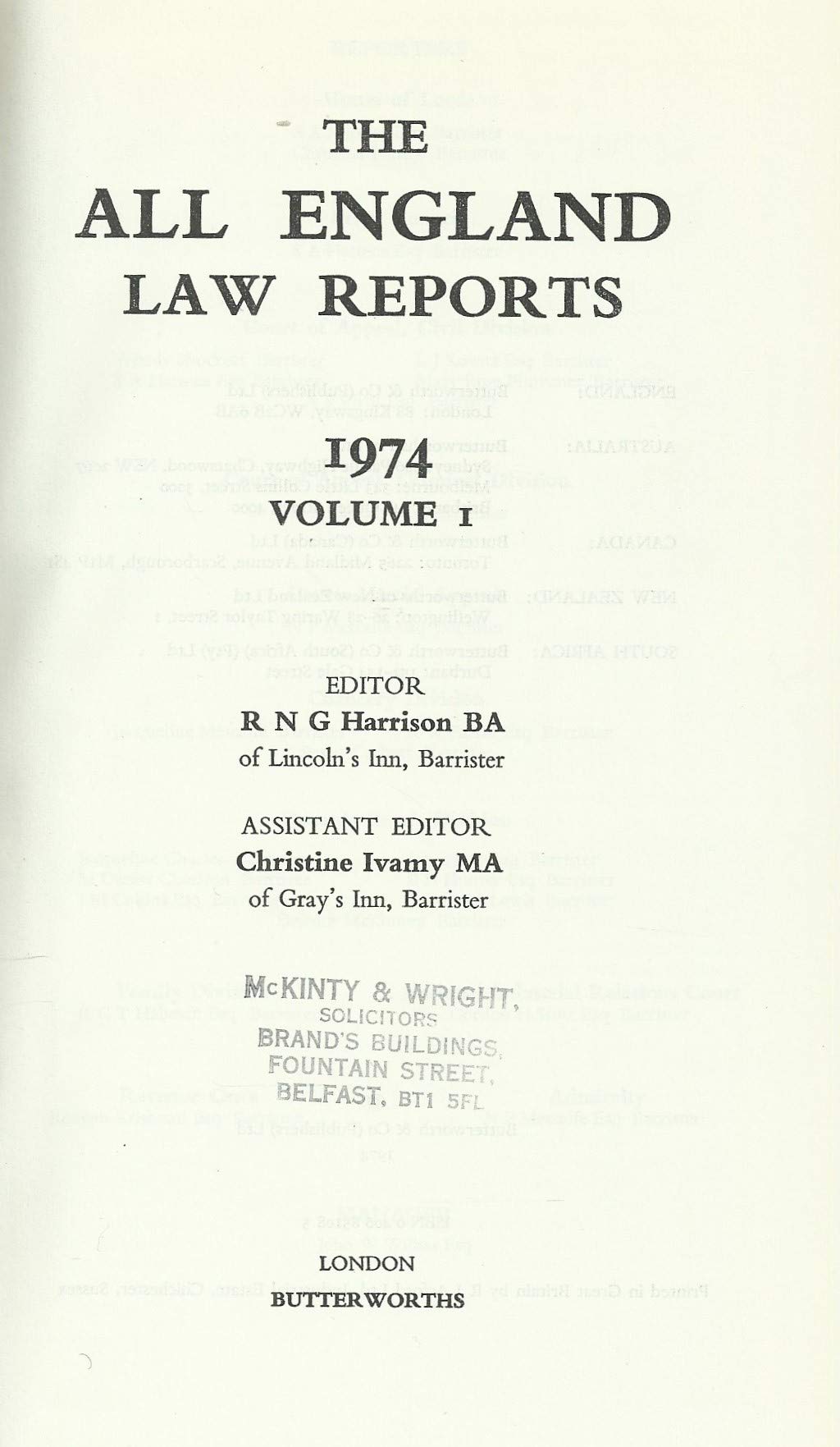 The All England Law Reports 1974 Volume 1