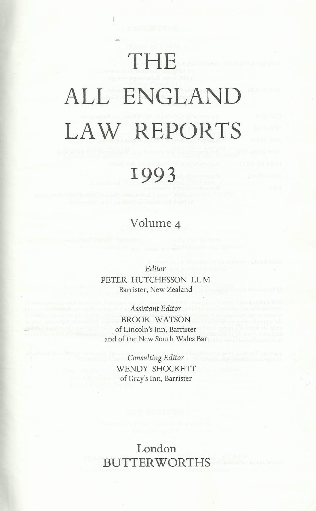 The All England Law Reports: 1993 Volume 4