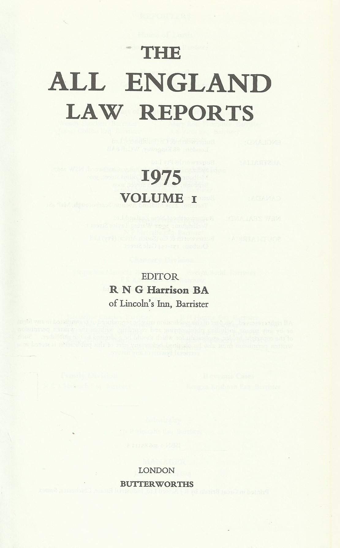 The All England Law Reports 1975 Vol 1