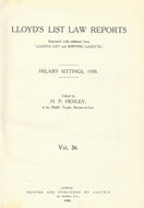 Lloyd's List Law Reports - Volume 36, Hilary Sittings, 1930