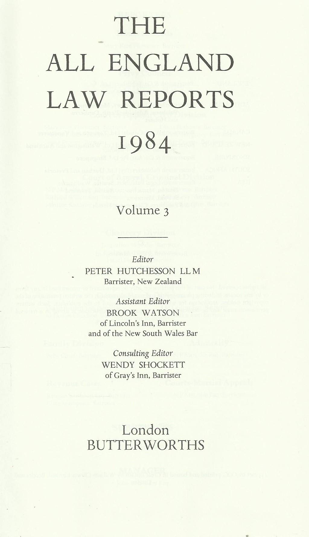 The All England Law Reports 1984 Volume 3 Only