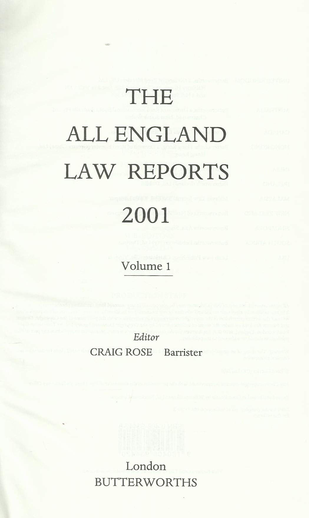 The All England Law Reports 2001, Volume 1
