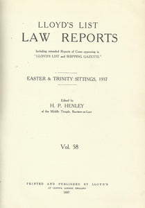 Lloyd's List Law Reports - Easter and Trinity Sittings, 1937, Vol 58