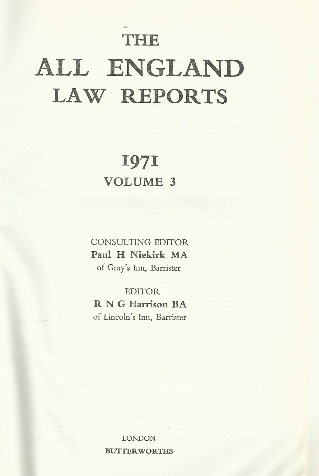The All England Law Reports 1971 Volume 3
