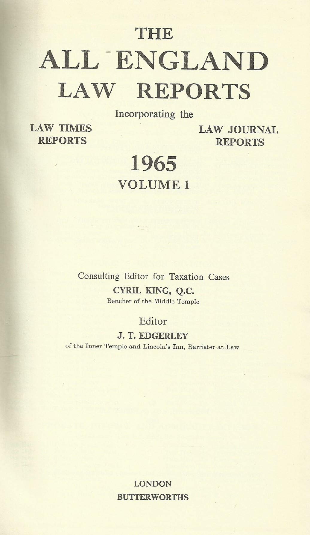 The All England Law Reports 1965 Volume 1