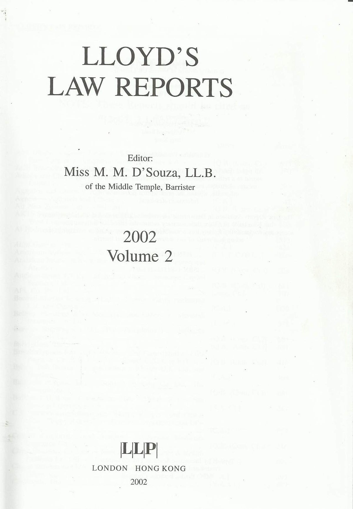 Lloyd's Law Reports - 2002, Volume 2