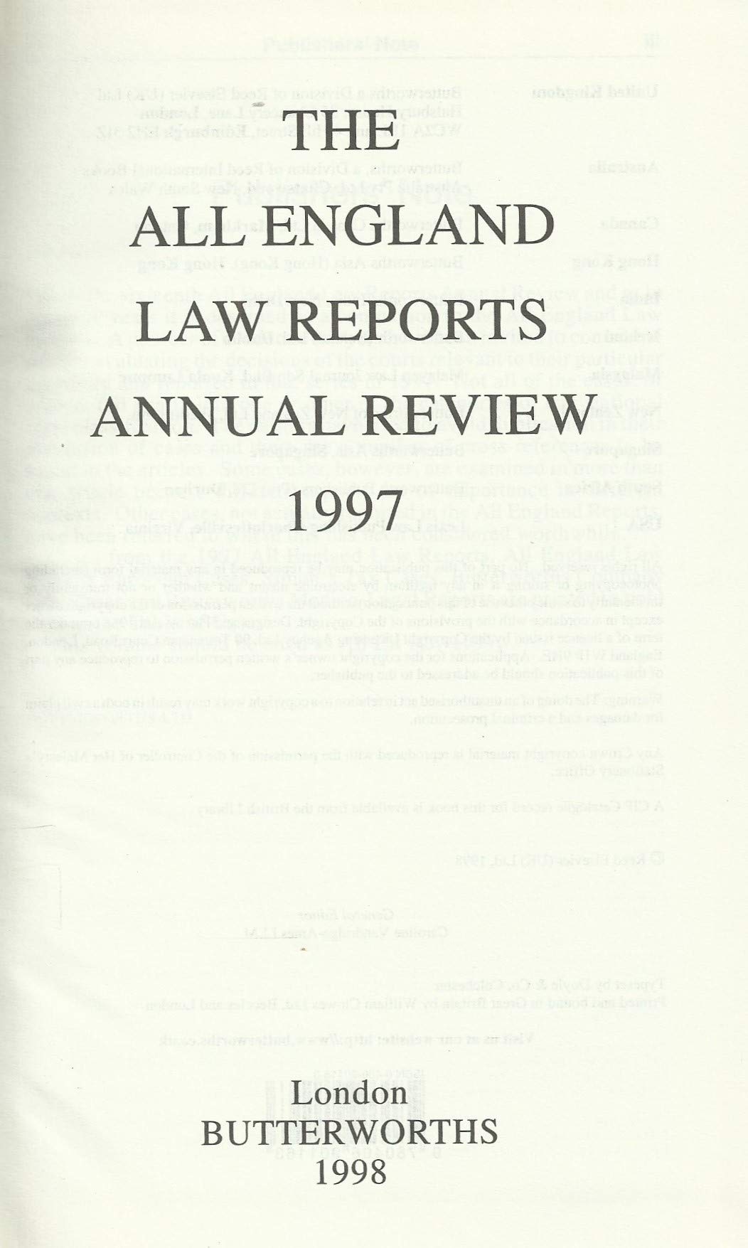 The All England Law Reports Annual Review 1997