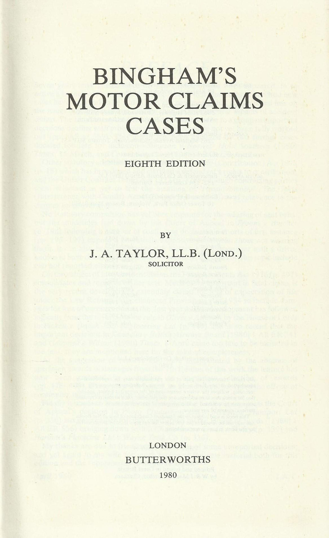 Bingham's Motor Claims Cases