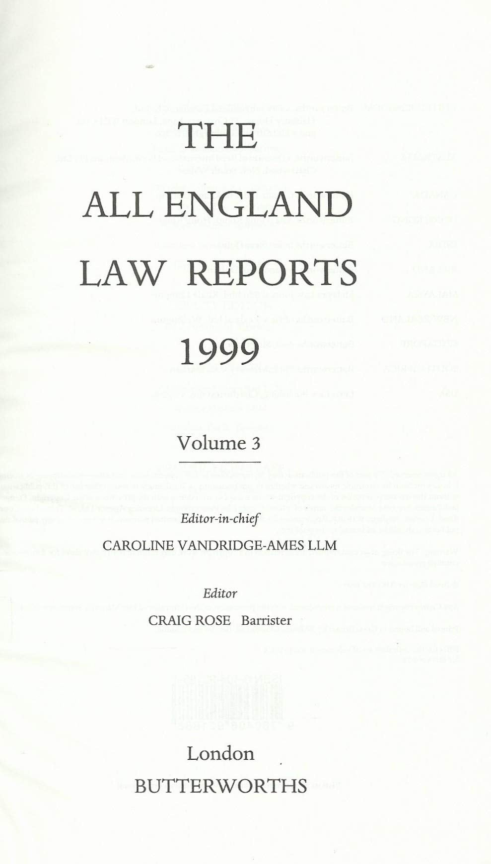 The All England Law Reports 1999: Vol 3