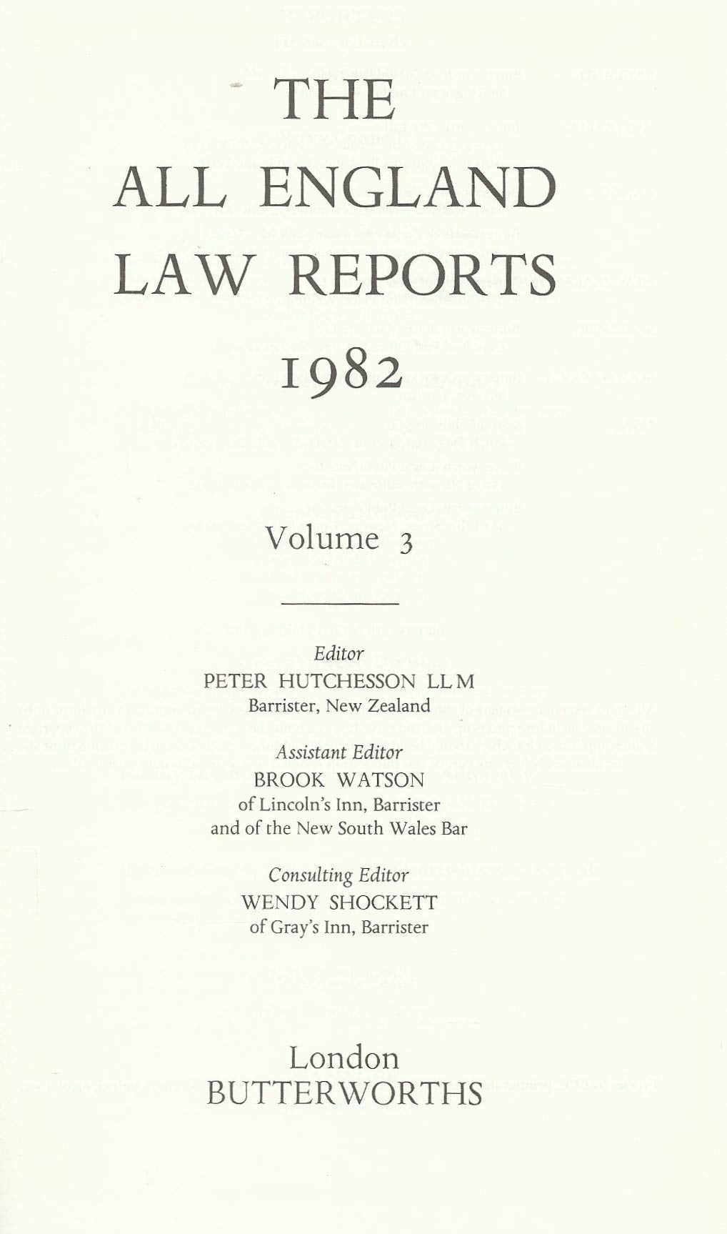 The All England Law Reports 1982 Volume 3