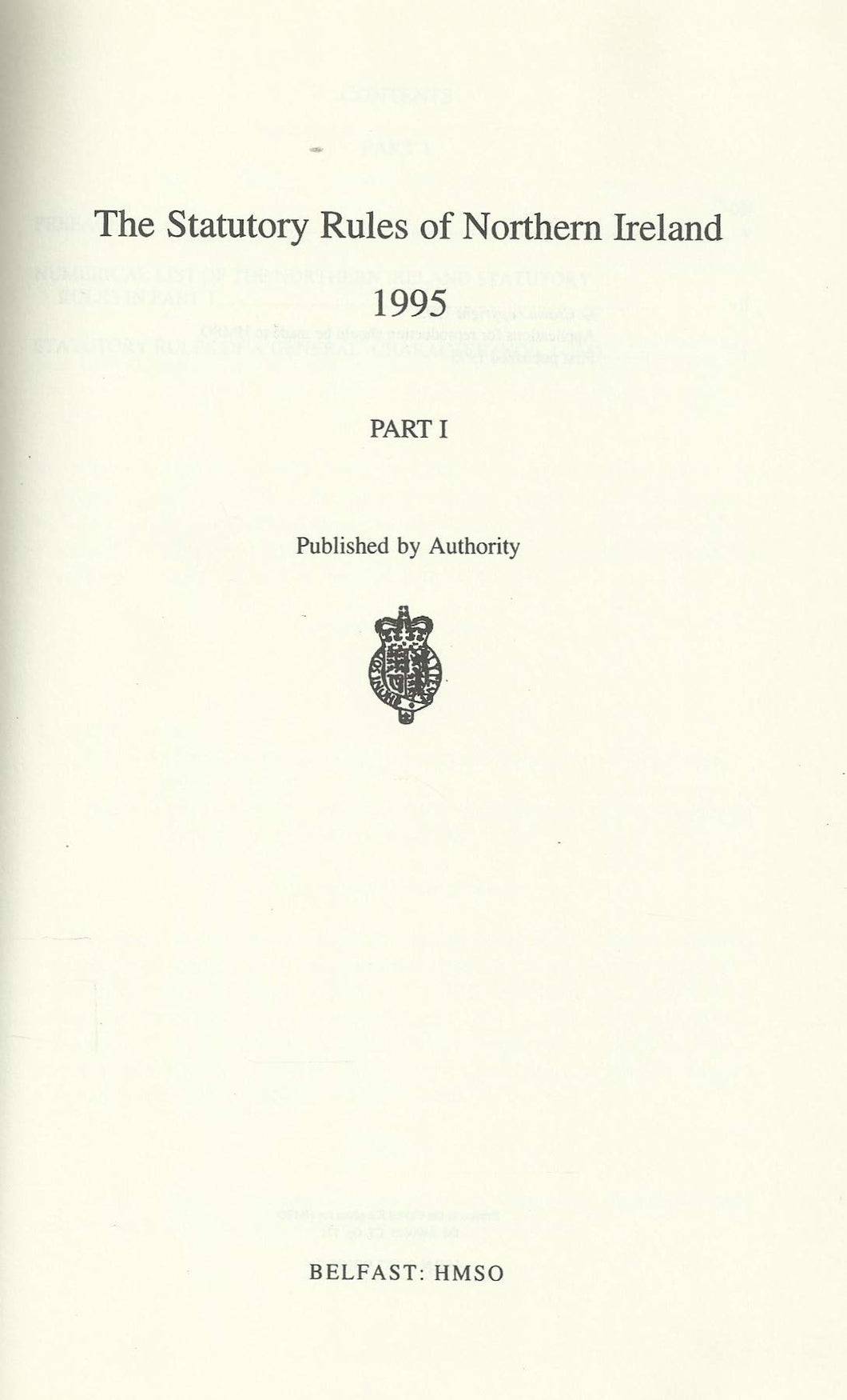 Statutory Rules of Northern Ireland 1995