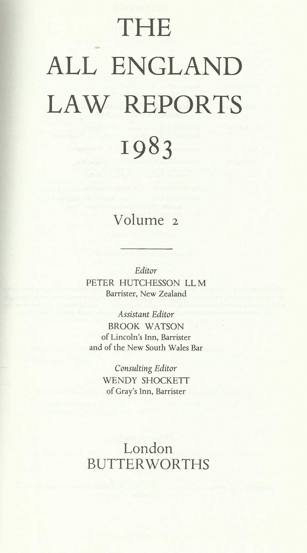 The All England Law Reports 1983 Volume 2