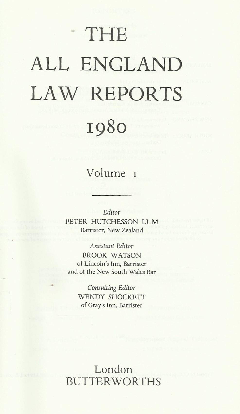 The All England Law Reports 1980 Vol 1