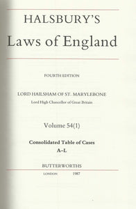 Halsbury's Laws of England - Fourth Edition, 54(1): Consolidated Table of Cases A-L
