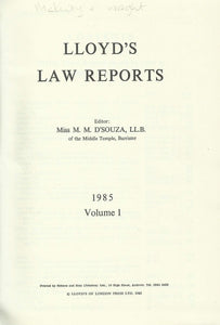 Lloyd's Law Reports - 1985, Volume 1