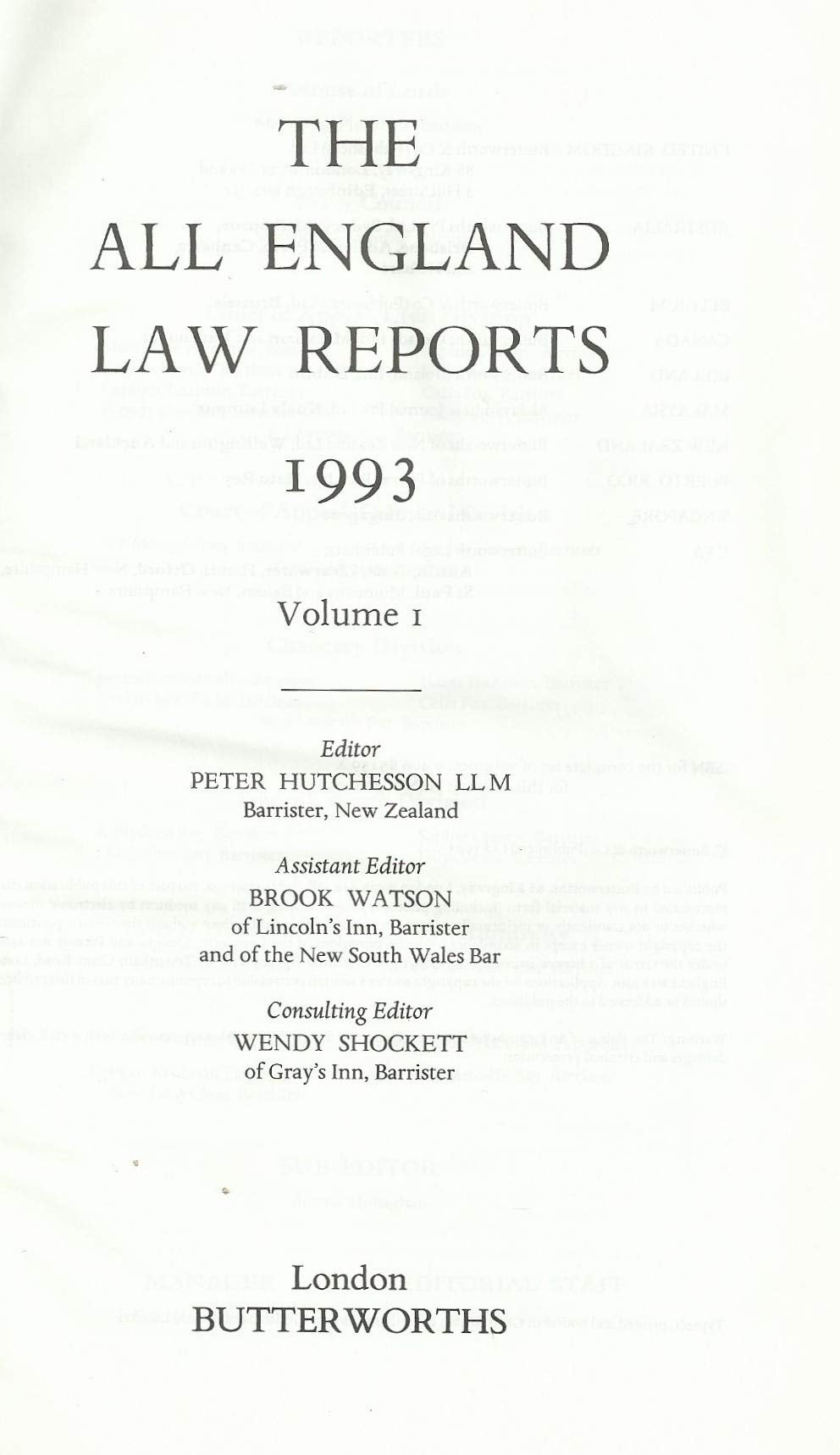 The All England Law Reports 1993, Volume 1