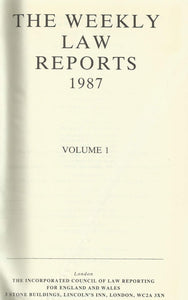 The Weekly Law Reports 1987, Volume I