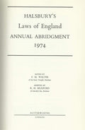 Halsburys laws of england 1974 annual abridgment
