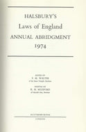 Halsburys laws of england 1974 annual abridgment
