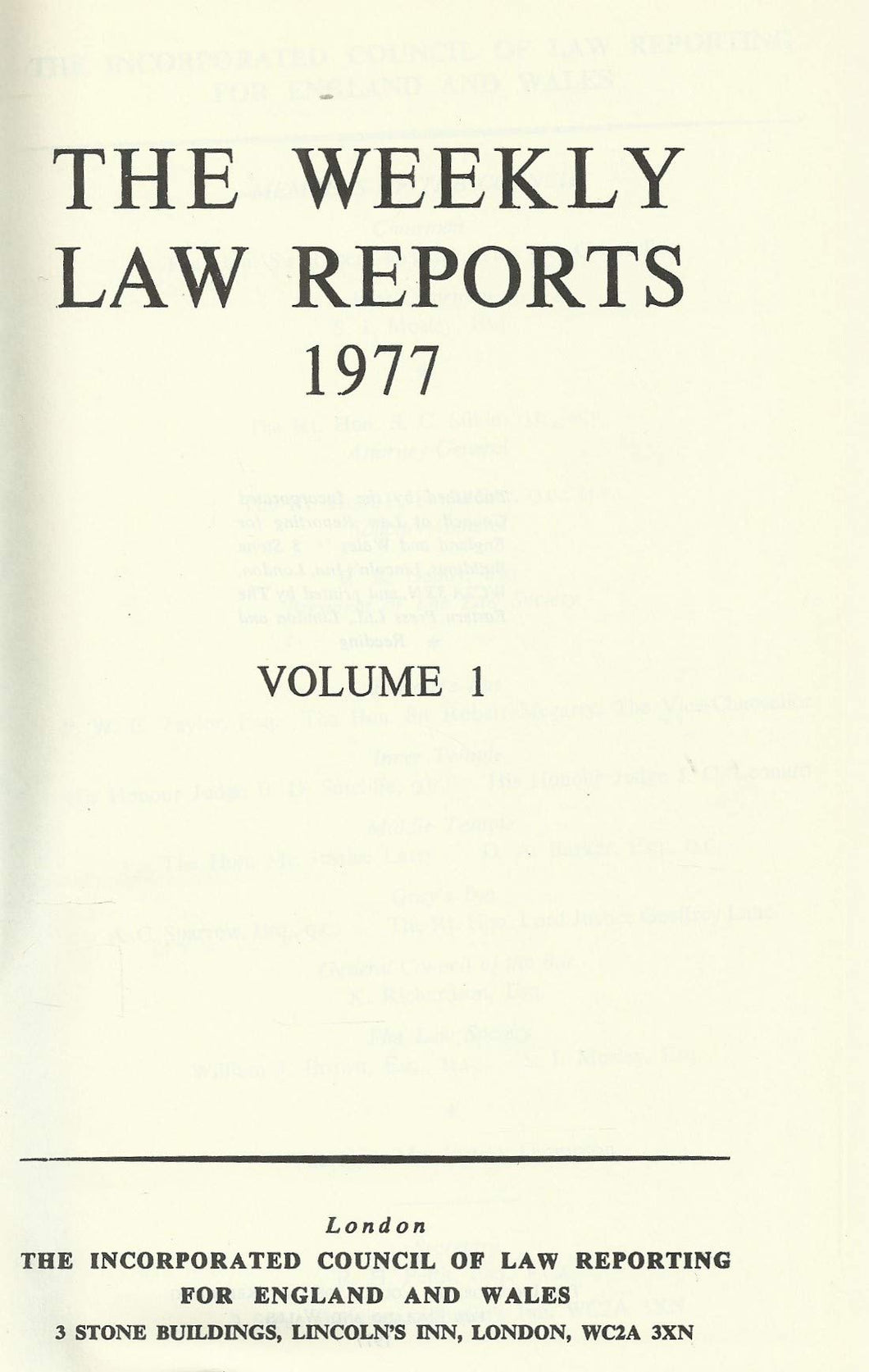 Weekly Law Reports 1977 Vol 1