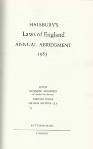 halsbury's laws of england annual abridgement 1983