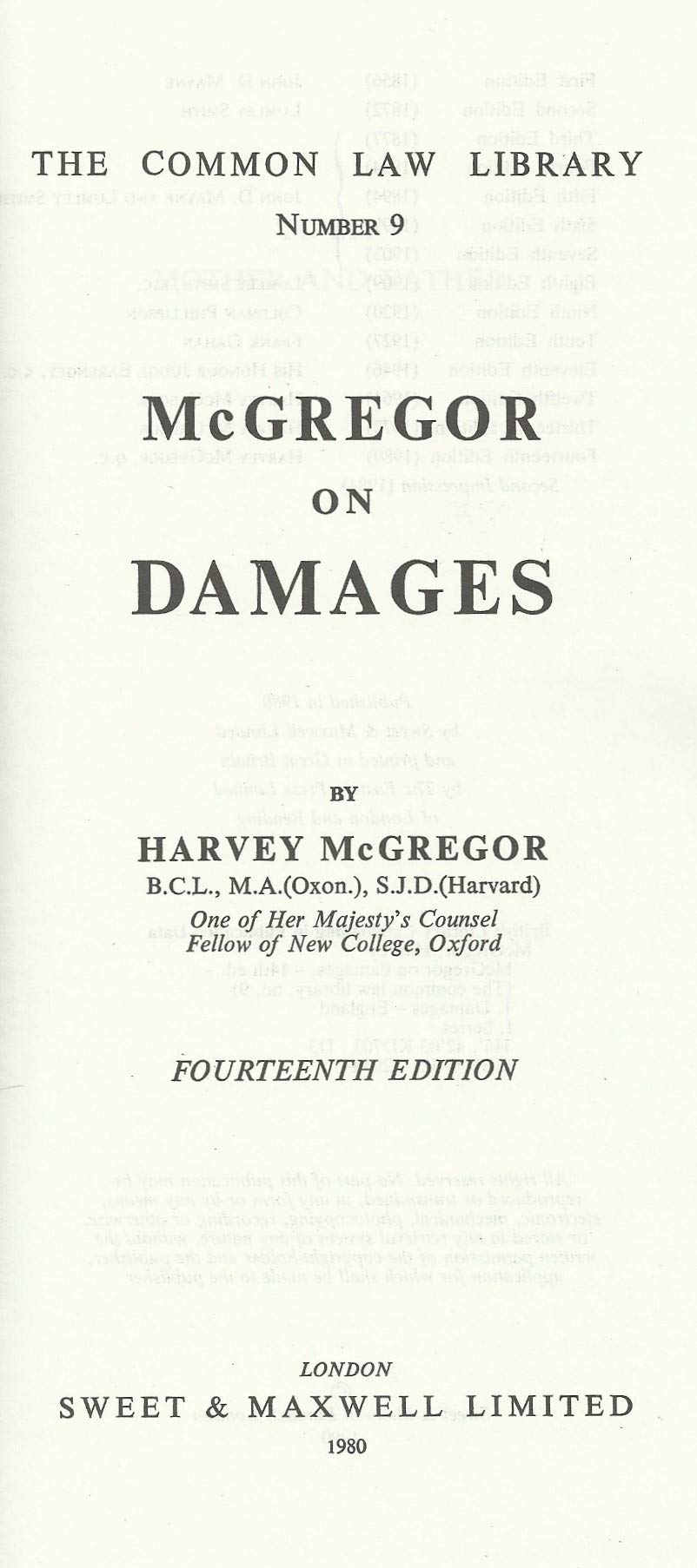 McGregor on damages (The common law library)