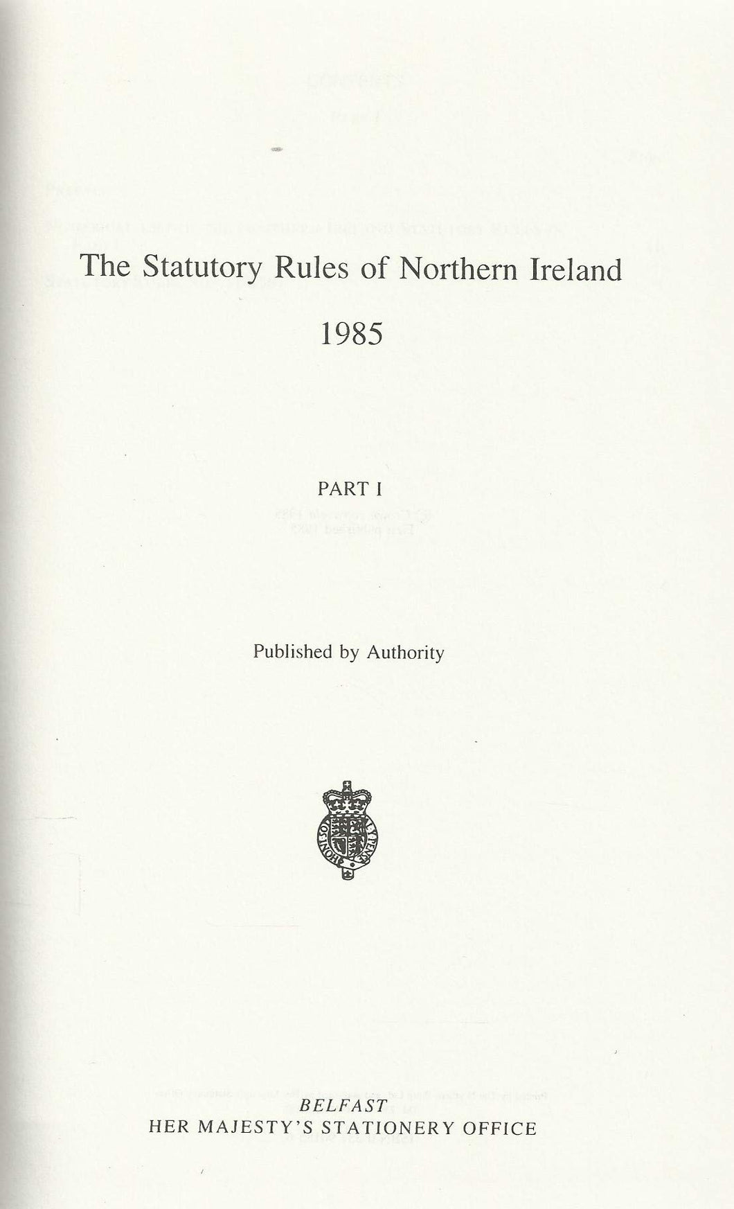 The Statutory Rules of Northern Ireland 1985