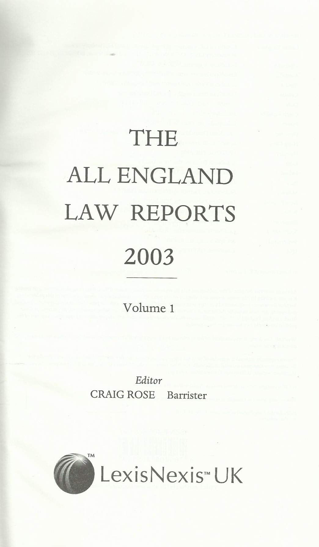 The All England Law Reports 2003, Volume 1