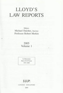 Lloyd's Law Reports, 2005 Volume 1 - Volume I