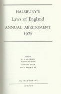 HALSBURY'S LAWS ON ENGLAND ANNUAL ABRIDGEMENT 1978.