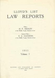 Lloyd's List Law Reports - 1953, Volume 1