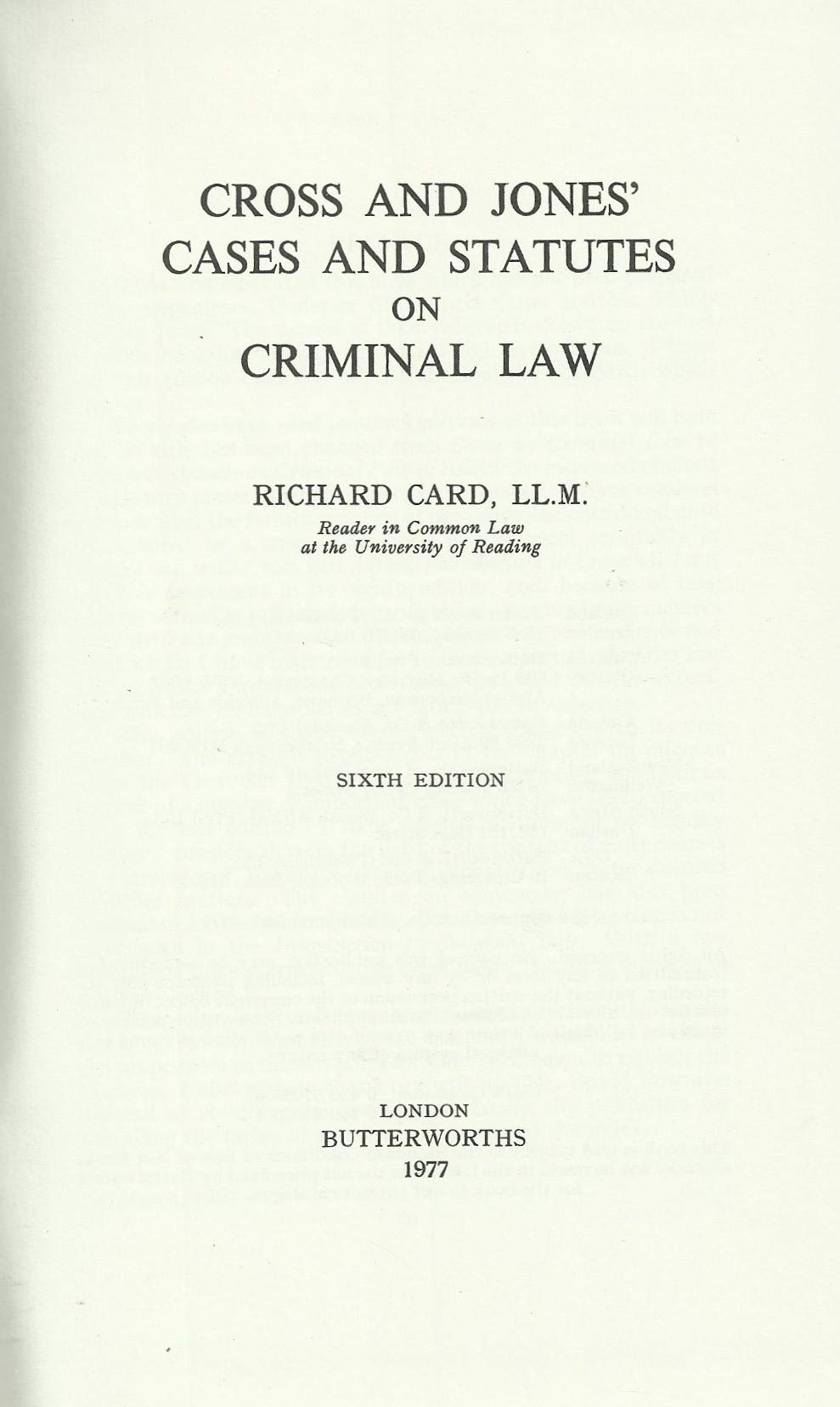 Cases and Statutes on Criminal Law