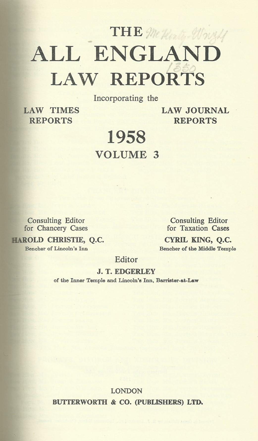 The All England Law Reports 1958 Volume 3