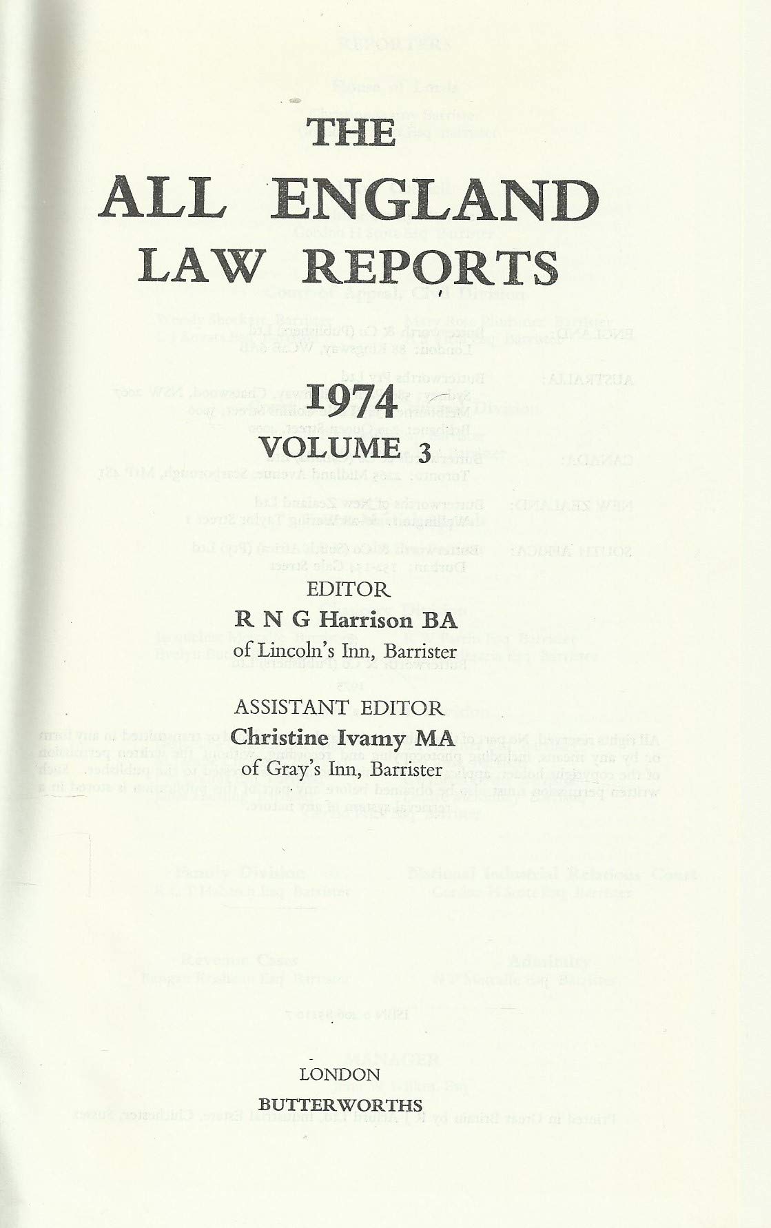 The All England Law Reports 1974 Vol 3
